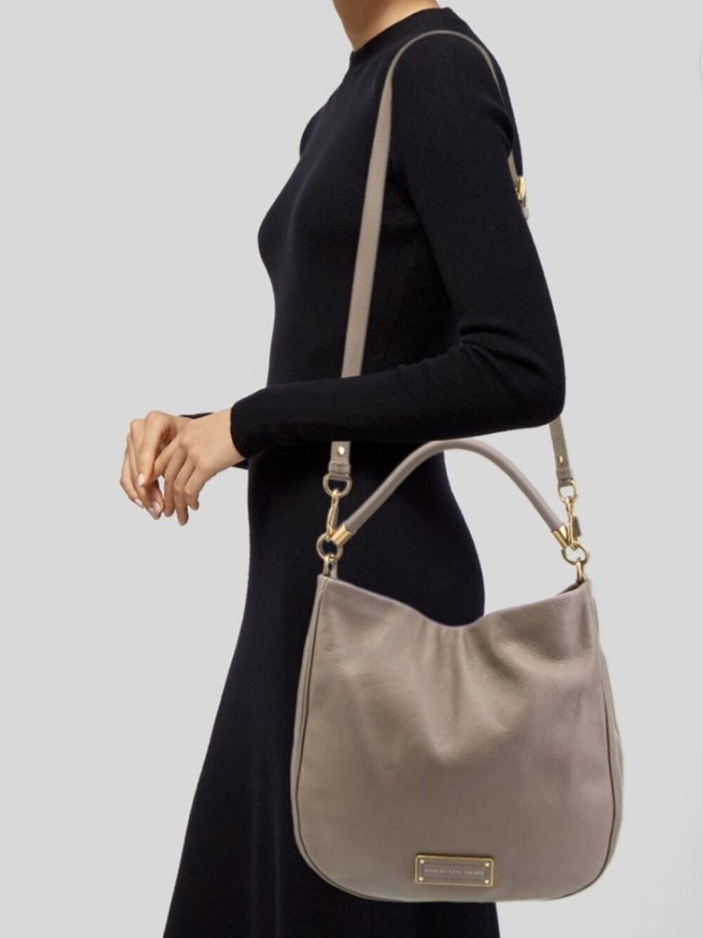 Marc by Marc Jacobs Taupe Pebbled Leather Hobo with Gold Hardware